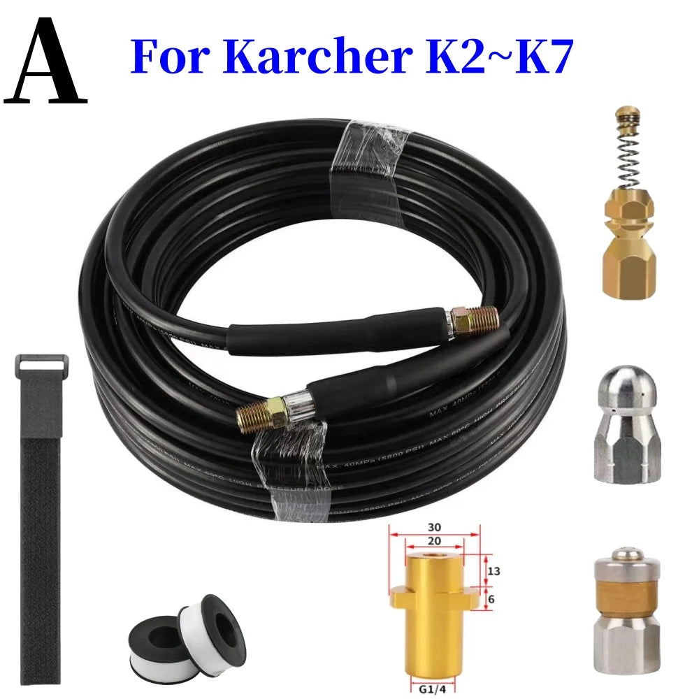 Sewer Cleaning Hose Pressure Hose High-Pressure Cleaning Machine Nozzle Pipeline Cleaning Nozzle, for Karcher Interskol Nilfisk