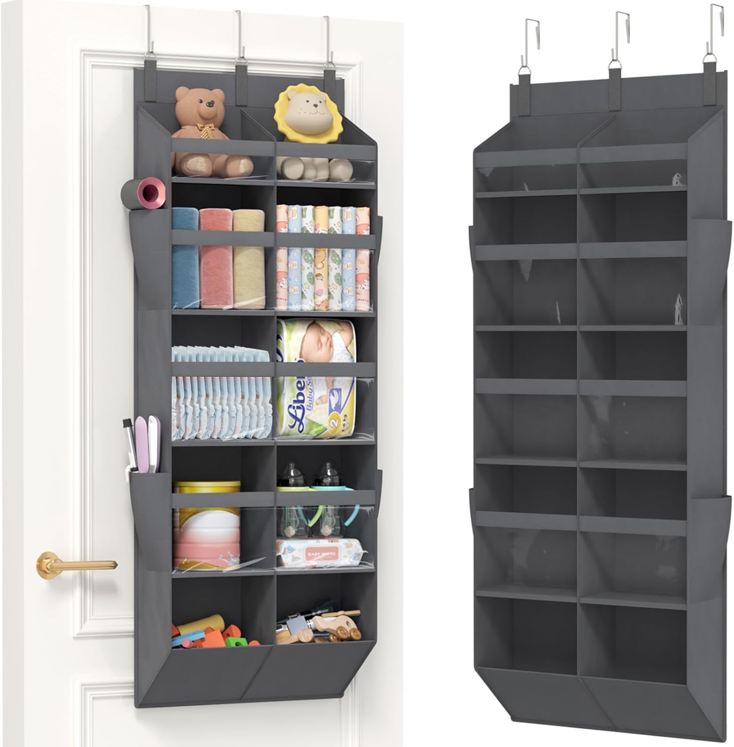 Over the Door Organizer with 5 or 6 or 10 Large Pockets - Hanging Storage Bag for Bedroom, Bathroom & Nursery - Heavy Duty Space-Saver