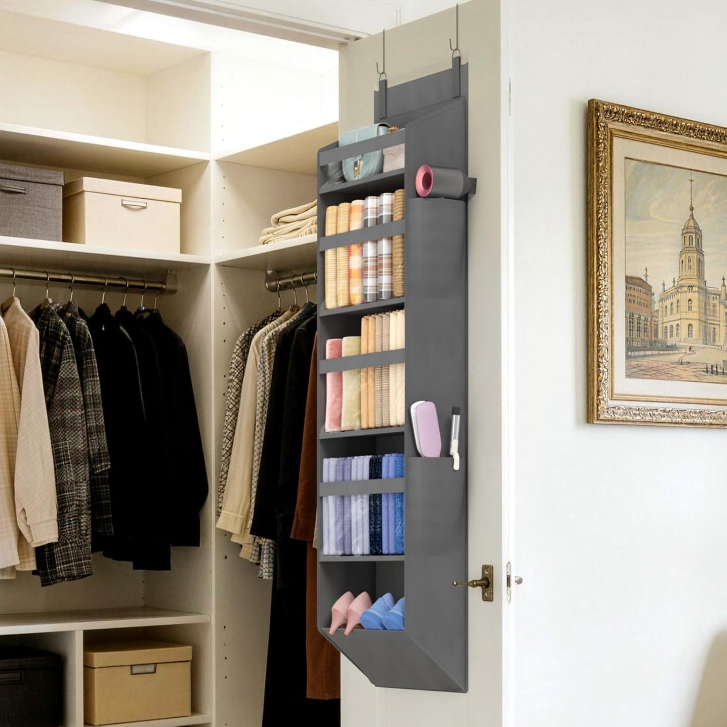 Over the Door Organizer with 5 or 6 or 10 Large Pockets - Hanging Storage Bag for Bedroom, Bathroom & Nursery - Heavy Duty Space-Saver