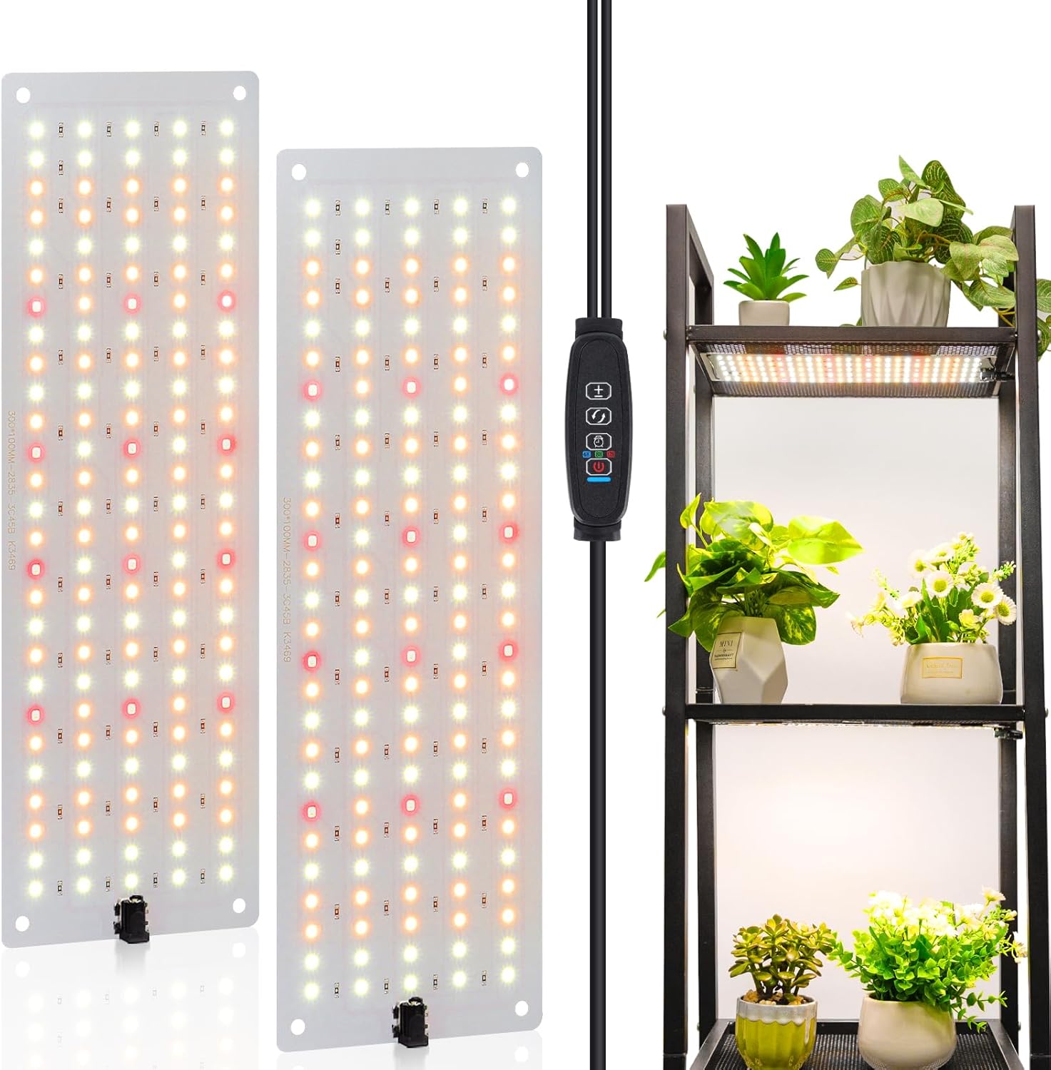 LED Grow Light, Full Spectrum Grow Light with 4 Dimmable Levels and Auto On/Off Timer, 135 Leds Plant Grow Lamp for Seedlings, Veg, Bloom and Succulents, Ideal for Indoor Plants,One Pack