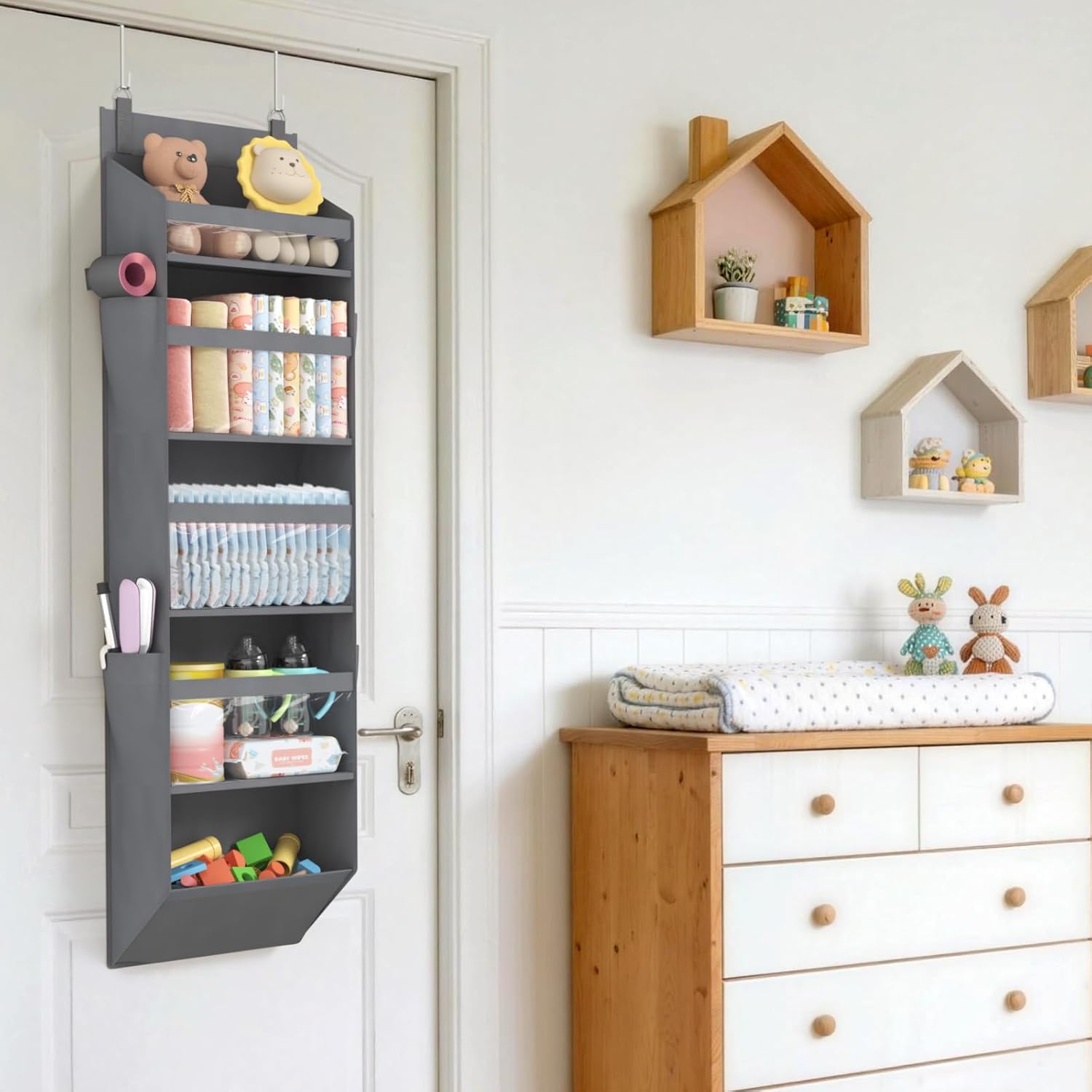 Over the Door Organizer with 5 or 6 or 10 Large Pockets - Hanging Storage Bag for Bedroom, Bathroom & Nursery - Heavy Duty Space-Saver