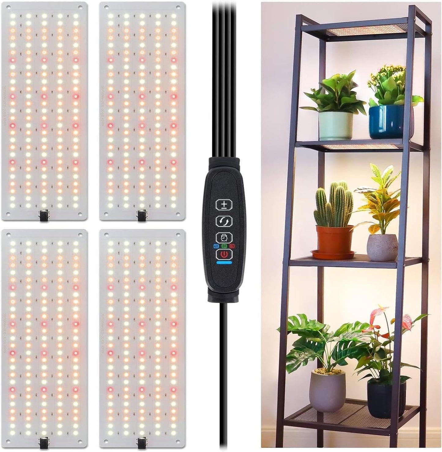 LED Grow Light, Full Spectrum Grow Light with 4 Dimmable Levels and Auto On/Off Timer, 135 Leds Plant Grow Lamp for Seedlings, Veg, Bloom and Succulents, Ideal for Indoor Plants,One Pack