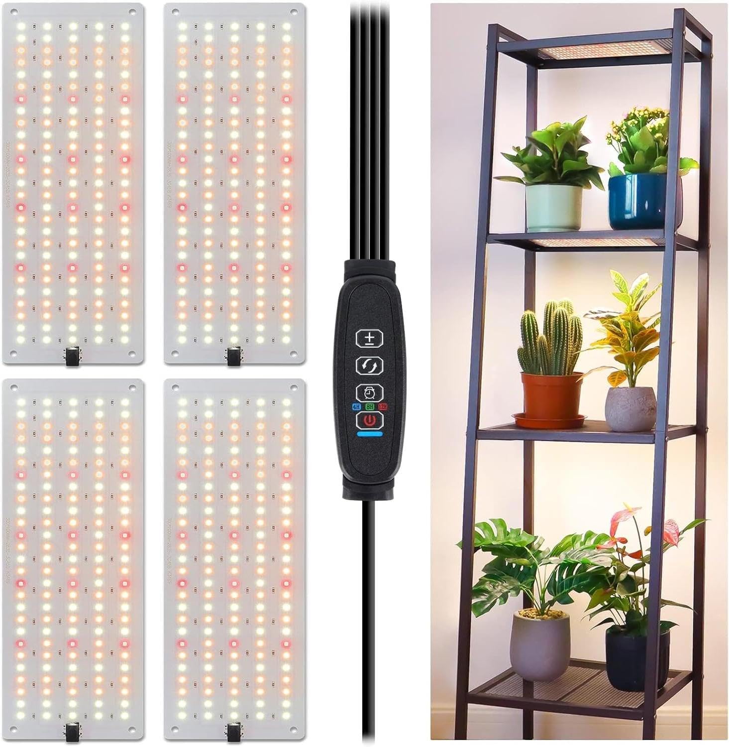 LED Grow Light, Full Spectrum Grow Light with 4 Dimmable Levels and Auto On/Off Timer, 135 Leds Plant Grow Lamp for Seedlings, Veg, Bloom and Succulents, Ideal for Indoor Plants,One Pack