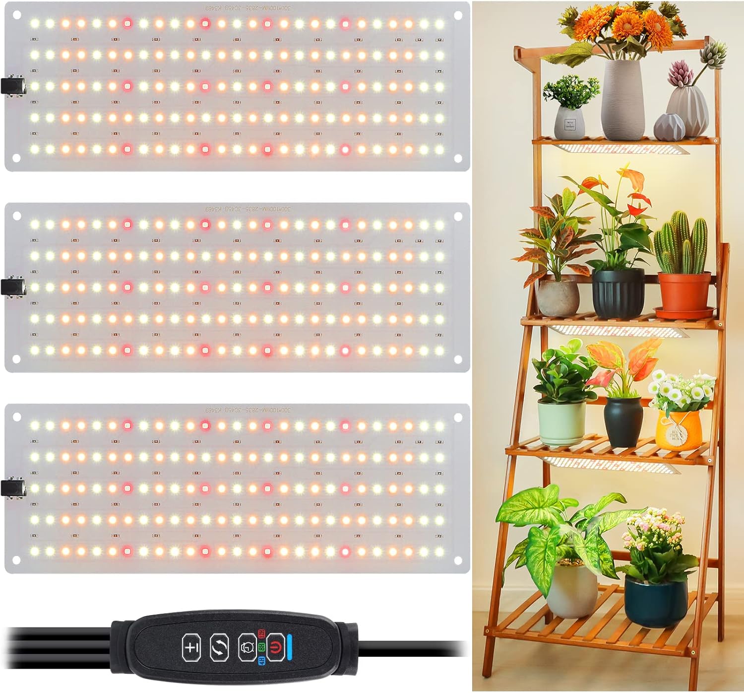 LED Grow Light, Full Spectrum Grow Light with 4 Dimmable Levels and Auto On/Off Timer, 135 Leds Plant Grow Lamp for Seedlings, Veg, Bloom and Succulents, Ideal for Indoor Plants,One Pack