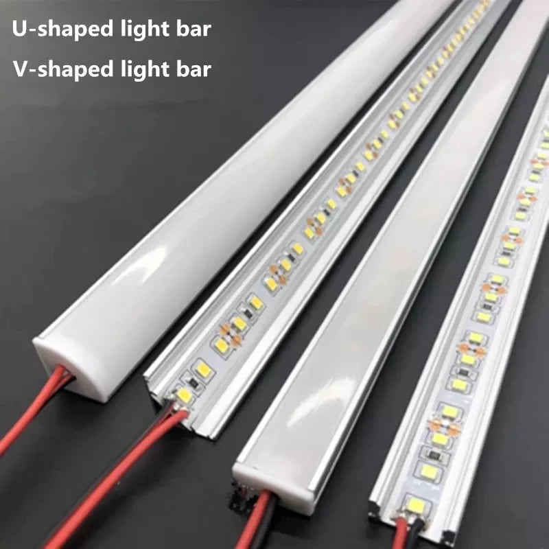 Premium LED Aluminum Channel & Light Bar Set | 50cm Rigid Strip Light for Home Decor | U/V-Shape Corner & Flat Mounts | 12V 5730 SMD