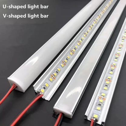 Premium LED Aluminum Channel & Light Bar Set | 50cm Rigid Strip Light for Home Decor | U/V-Shape Corner & Flat Mounts | 12V 5730 SMD