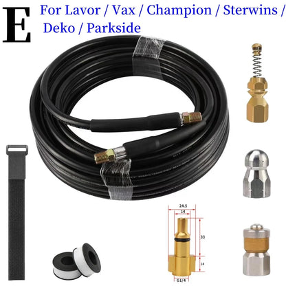 Sewer Cleaning Hose Pressure Hose High-Pressure Cleaning Machine Nozzle Pipeline Cleaning Nozzle, for Karcher Interskol Nilfisk