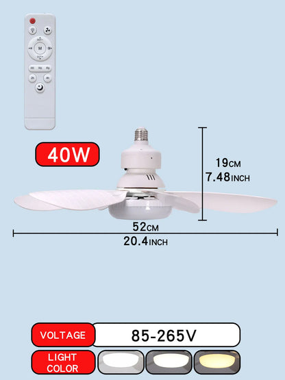 LED 30W or 40W Ceiling Fan Light E27 with Remote Control for Dimming, Suitable for Living Room, Study, Household  Use 85-265V