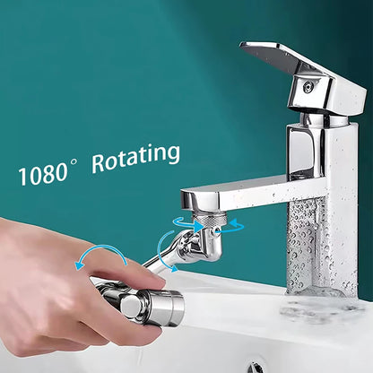 1080° Rotatable Faucet Extender & Aerator - Universal Robotic Arm Swivel Tap Nozzle - 2 Spray Modes for Bathroom & Kitchen Sink