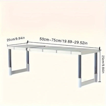 Adjustable Stainless Steel Under-Sink Organizer - Expandable Storage Rack for Kitchen & Bathroom - Stackable & Rust-Proof