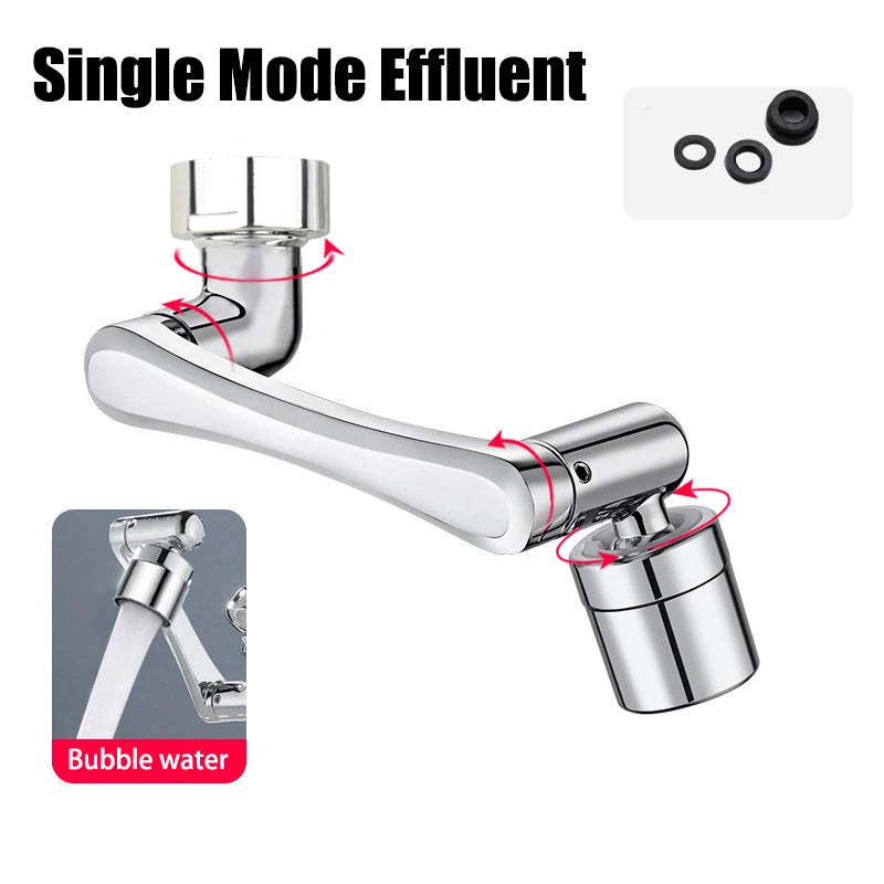 1080° Rotatable Faucet Extender & Aerator - Universal Robotic Arm Swivel Tap Nozzle - 2 Spray Modes for Bathroom & Kitchen Sink