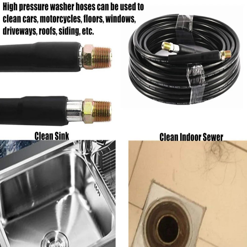 Sewer Cleaning Hose Pressure Hose High-Pressure Cleaning Machine Nozzle Pipeline Cleaning Nozzle, for Karcher Interskol Nilfisk