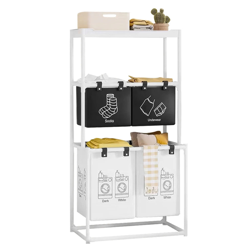 Vertical Multi-Level Laundry Hamper | Space-Saving 2 or 3-Tier Clothes Sorter | Waterproof Storage Basket for Bathroom, Laundry Room & Dorms