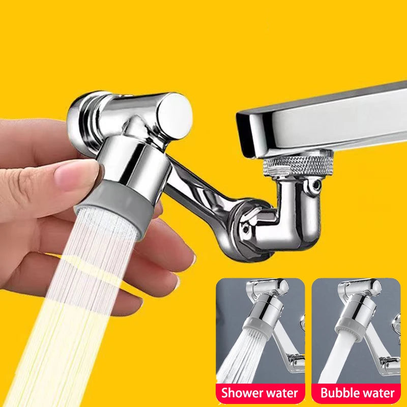 1080° Rotatable Faucet Extender & Aerator - Universal Robotic Arm Swivel Tap Nozzle - 2 Spray Modes for Bathroom & Kitchen Sink