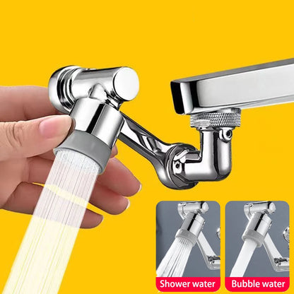 1080° Rotatable Faucet Extender & Aerator - Universal Robotic Arm Swivel Tap Nozzle - 2 Spray Modes for Bathroom & Kitchen Sink