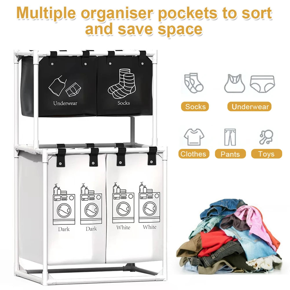 Vertical Multi-Level Laundry Hamper | Space-Saving 2 or 3-Tier Clothes Sorter | Waterproof Storage Basket for Bathroom, Laundry Room & Dorms