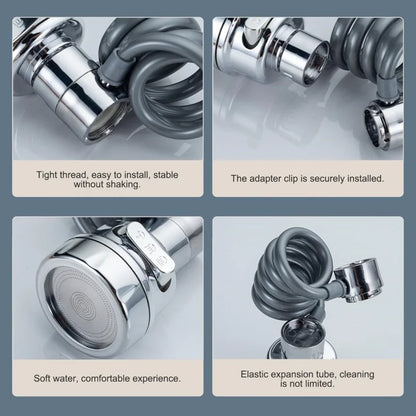 Flexible 360° Swivel Faucet Extension | Splash-Proof Multi-Mode Tap Sprayer | Universal Water-Saving Filter Tube for Easy Sink Cleaning