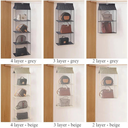 Stackable Handbag Storage Case | Multi-Slot Space-Saving Purse Organizer for Wardrobe | Foldable Oxford Fabric Bag with Easy-Access Design