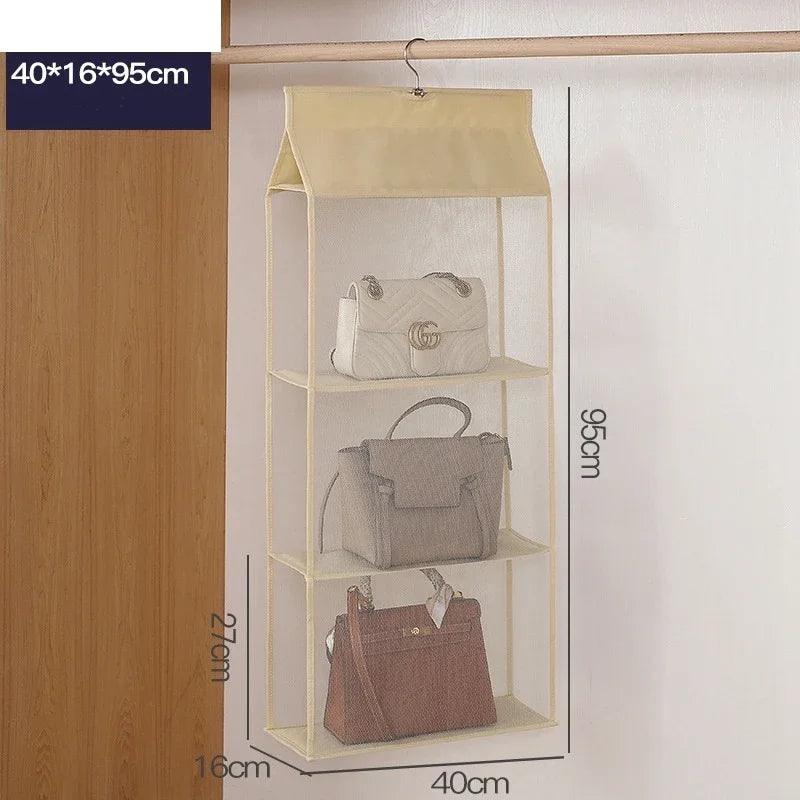 Stackable Handbag Storage Case | Multi-Slot Space-Saving Purse Organizer for Wardrobe | Foldable Oxford Fabric Bag with Easy-Access Design