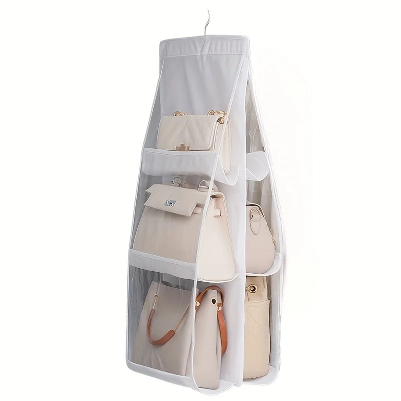 Stackable Handbag Storage Case | Multi-Slot Space-Saving Purse Organizer for Wardrobe | Foldable Oxford Fabric Bag with Easy-Access Design