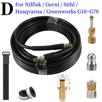 Sewer Cleaning Hose Pressure Hose High-Pressure Cleaning Machine Nozzle Pipeline Cleaning Nozzle, for Karcher Interskol Nilfisk