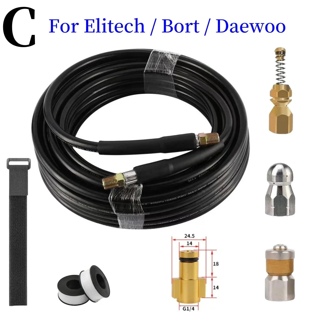 Sewer Cleaning Hose Pressure Hose High-Pressure Cleaning Machine Nozzle Pipeline Cleaning Nozzle, for Karcher Interskol Nilfisk