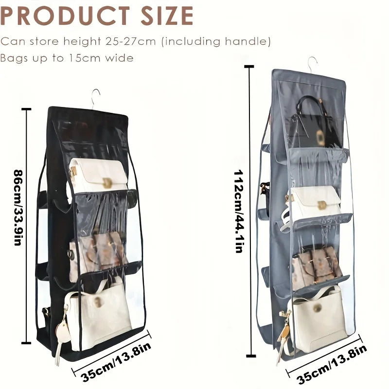 Stackable Handbag Storage Case | Multi-Slot Space-Saving Purse Organizer for Wardrobe | Foldable Oxford Fabric Bag with Easy-Access Design