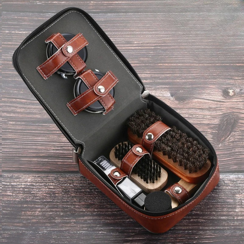 Shoe Care Kit for Leather Shoes Travel Portable Suit Shoe Polish Kit for Men Oil Polishing and Waxing