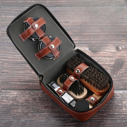 Shoe Care Kit for Leather Shoes Travel Portable Suit Shoe Polish Kit for Men Oil Polishing and Waxing
