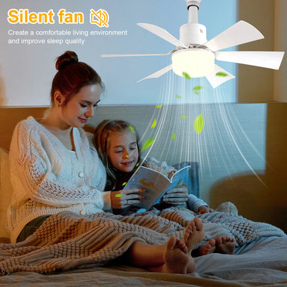 Low Profile LED Ceiling Light with Fan - Modern 52cm Flush Mount Silent Fan with Remote - Stepless Dimming & 3-Speed Adjustment for Bedroom