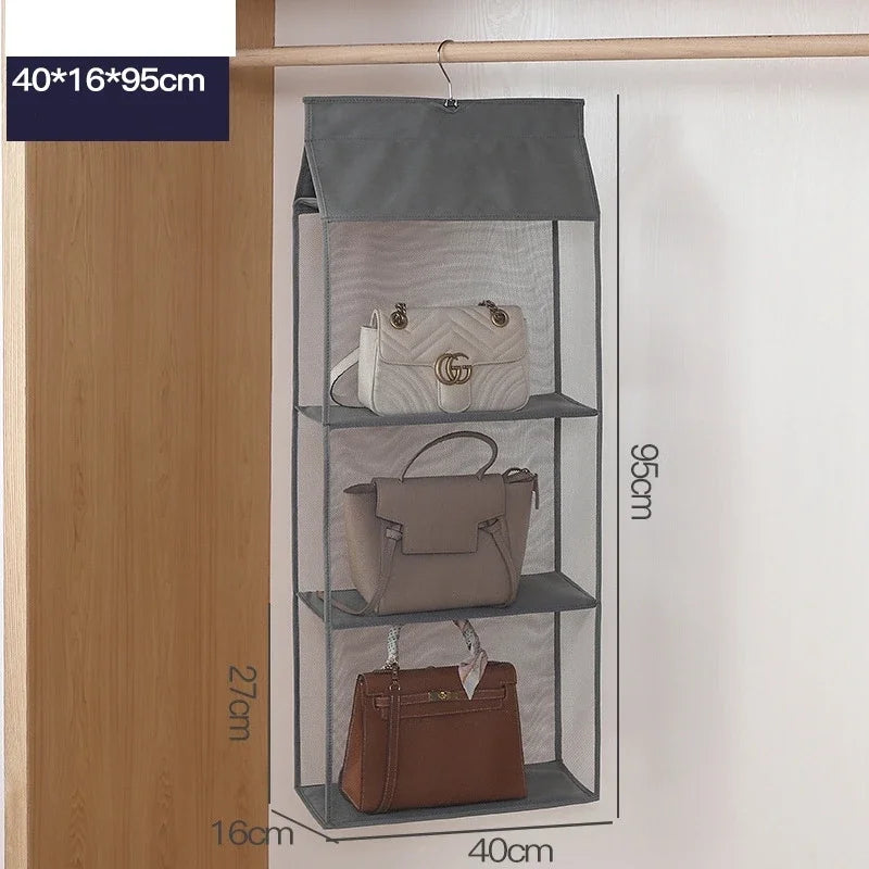 Stackable Handbag Storage Case | Multi-Slot Space-Saving Purse Organizer for Wardrobe | Foldable Oxford Fabric Bag with Easy-Access Design