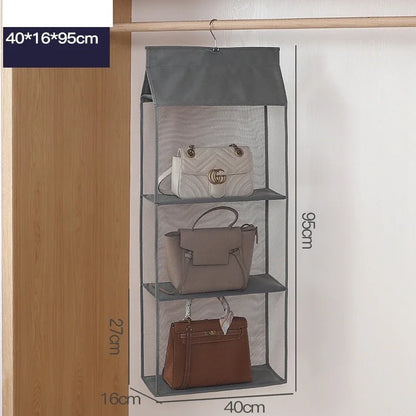 Stackable Handbag Storage Case | Multi-Slot Space-Saving Purse Organizer for Wardrobe | Foldable Oxford Fabric Bag with Easy-Access Design