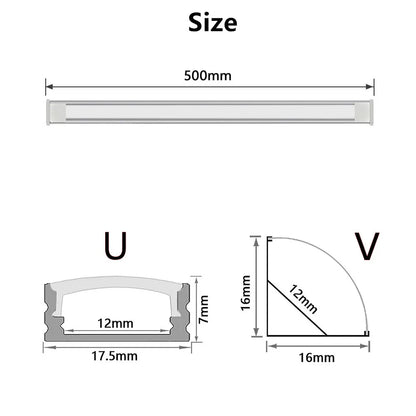 Premium LED Aluminum Channel & Light Bar Set | 50cm Rigid Strip Light for Home Decor | U/V-Shape Corner & Flat Mounts | 12V 5730 SMD