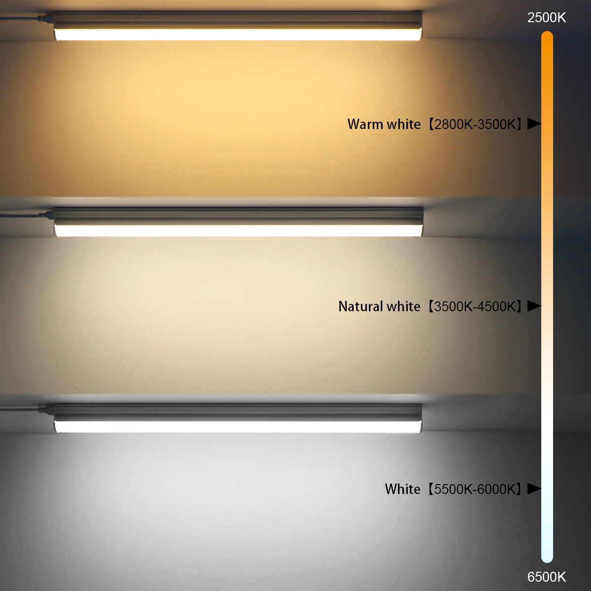 20-Inch T5 LED Tube Light with Switch - 1.64ft Under Cabinet Bar Lamp - Universal 110V-220V Plug-in Ceiling Light for Kitchen & Home