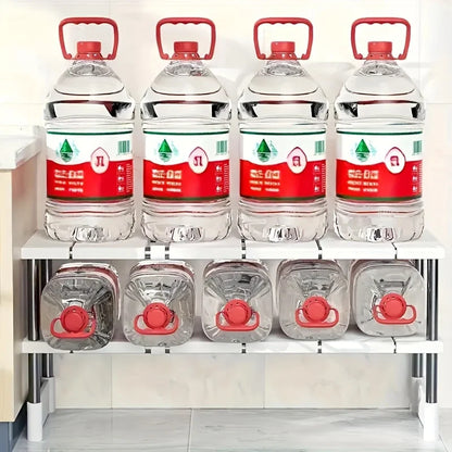 Adjustable Stainless Steel Under-Sink Organizer - Expandable Storage Rack for Kitchen & Bathroom - Stackable & Rust-Proof