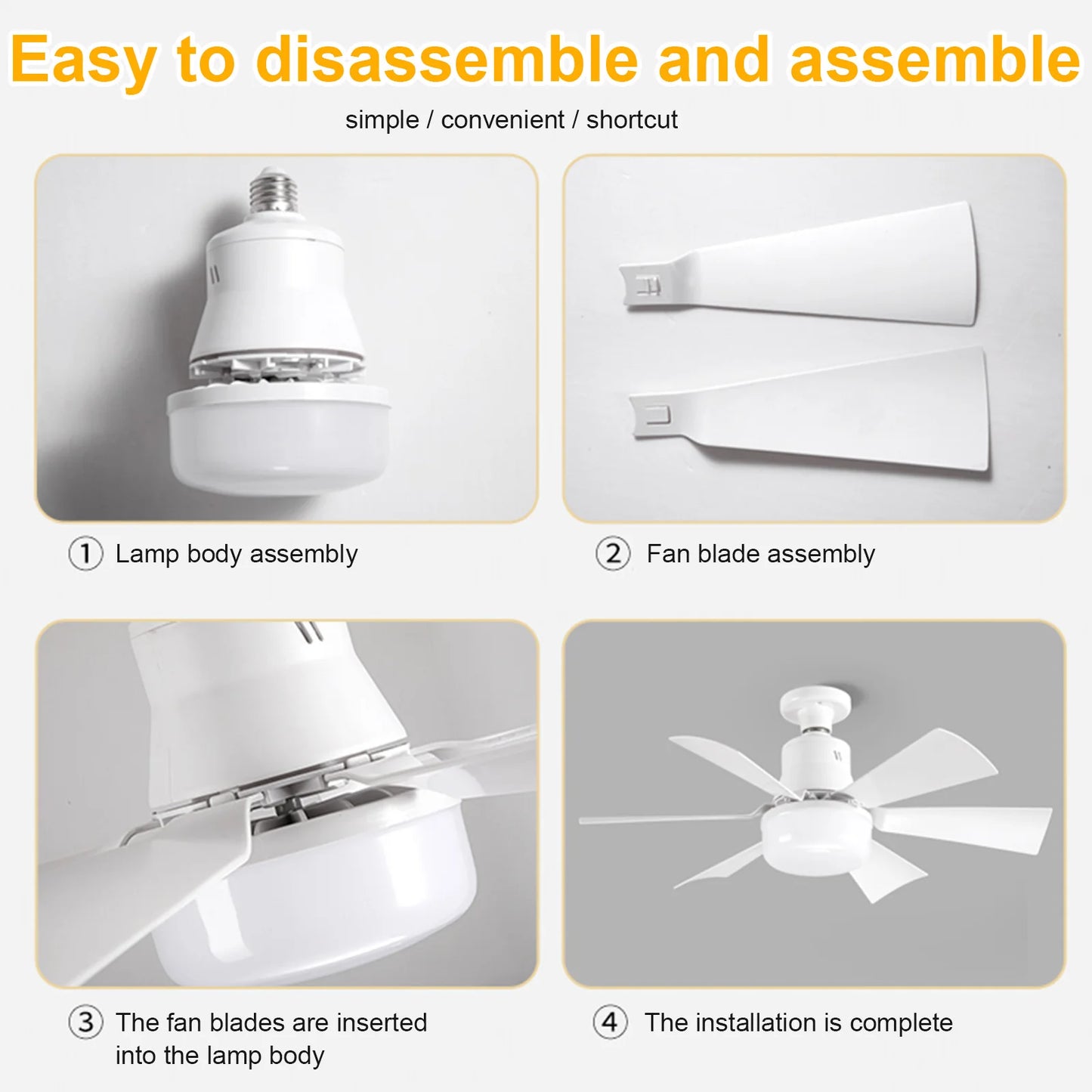 Low Profile LED Ceiling Light with Fan - Modern 52cm Flush Mount Silent Fan with Remote - Stepless Dimming & 3-Speed Adjustment for Bedroom