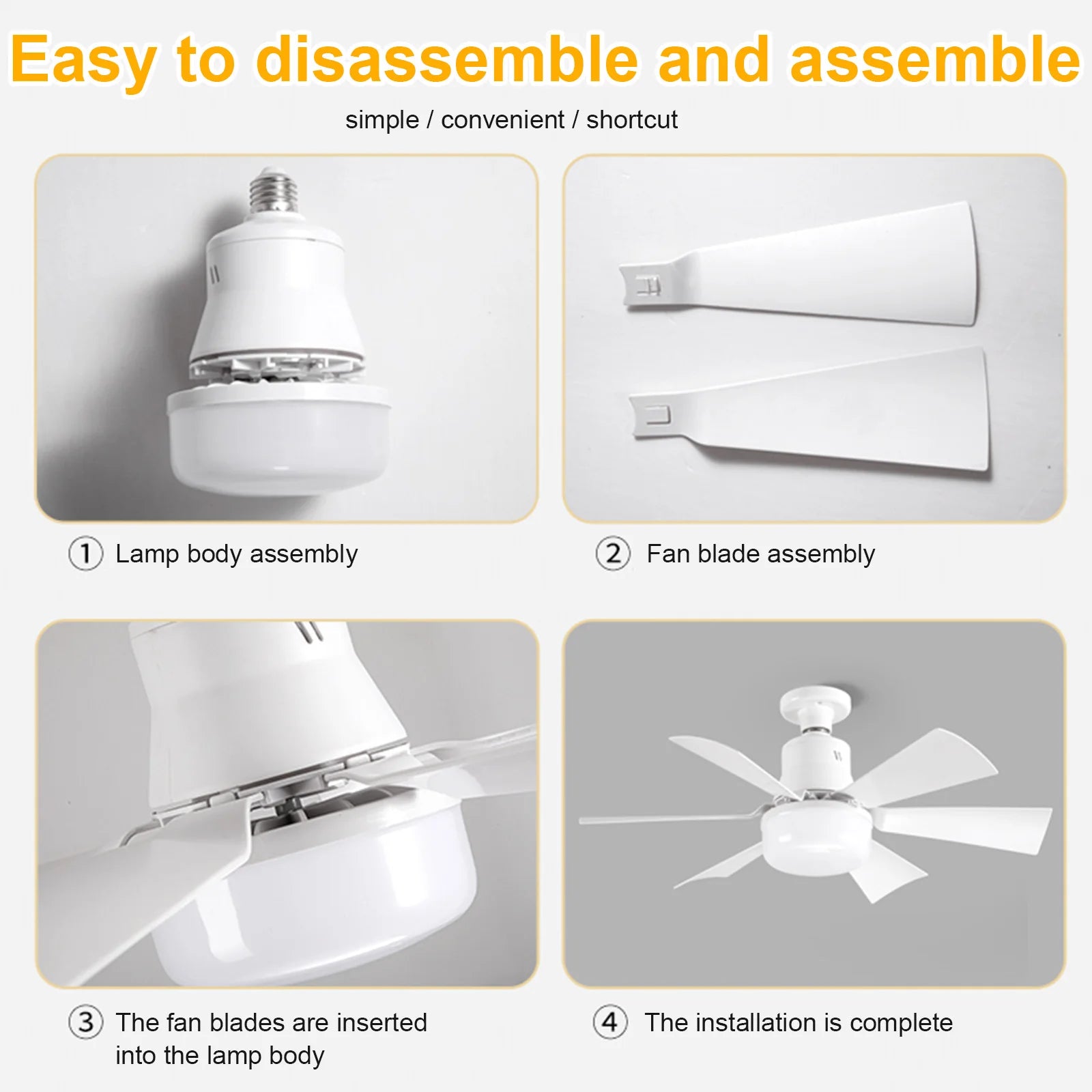 Low Profile LED Ceiling Light with Fan - Modern 52cm Flush Mount Silent Fan with Remote - Stepless Dimming & 3-Speed Adjustment for Bedroom