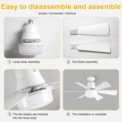 Low Profile LED Ceiling Light with Fan - Modern 52cm Flush Mount Silent Fan with Remote - Stepless Dimming & 3-Speed Adjustment for Bedroom
