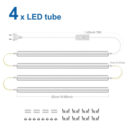 20-Inch T5 LED Tube Light with Switch - 1.64ft Under Cabinet Bar Lamp - Universal 110V-220V Plug-in Ceiling Light for Kitchen & Home