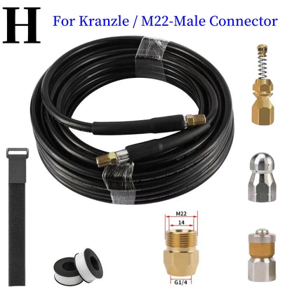 Sewer Cleaning Hose Pressure Hose High-Pressure Cleaning Machine Nozzle Pipeline Cleaning Nozzle, for Karcher Interskol Nilfisk