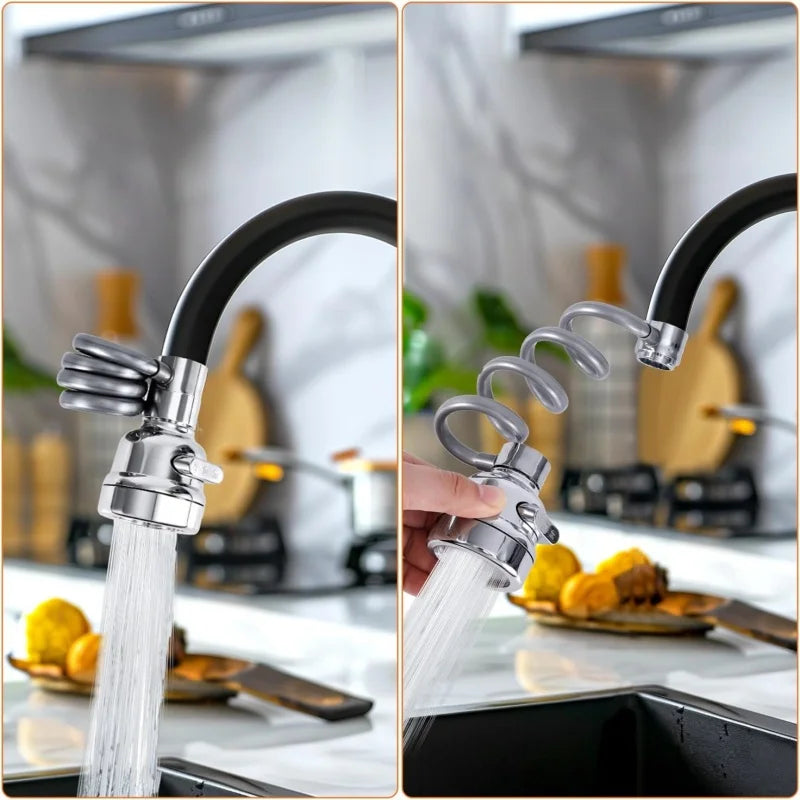 Flexible 360° Swivel Faucet Extension | Splash-Proof Multi-Mode Tap Sprayer | Universal Water-Saving Filter Tube for Easy Sink Cleaning