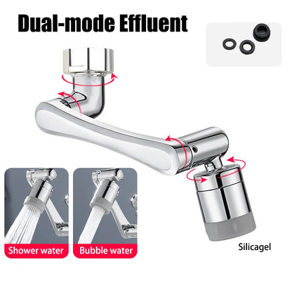 1080° Rotatable Faucet Extender & Aerator - Universal Robotic Arm Swivel Tap Nozzle - 2 Spray Modes for Bathroom & Kitchen Sink
