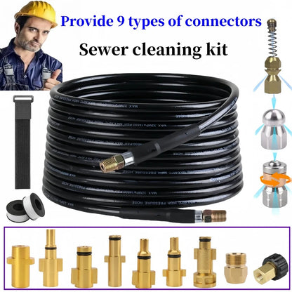 Sewer Cleaning Hose Pressure Hose High-Pressure Cleaning Machine Nozzle Pipeline Cleaning Nozzle, for Karcher Interskol Nilfisk