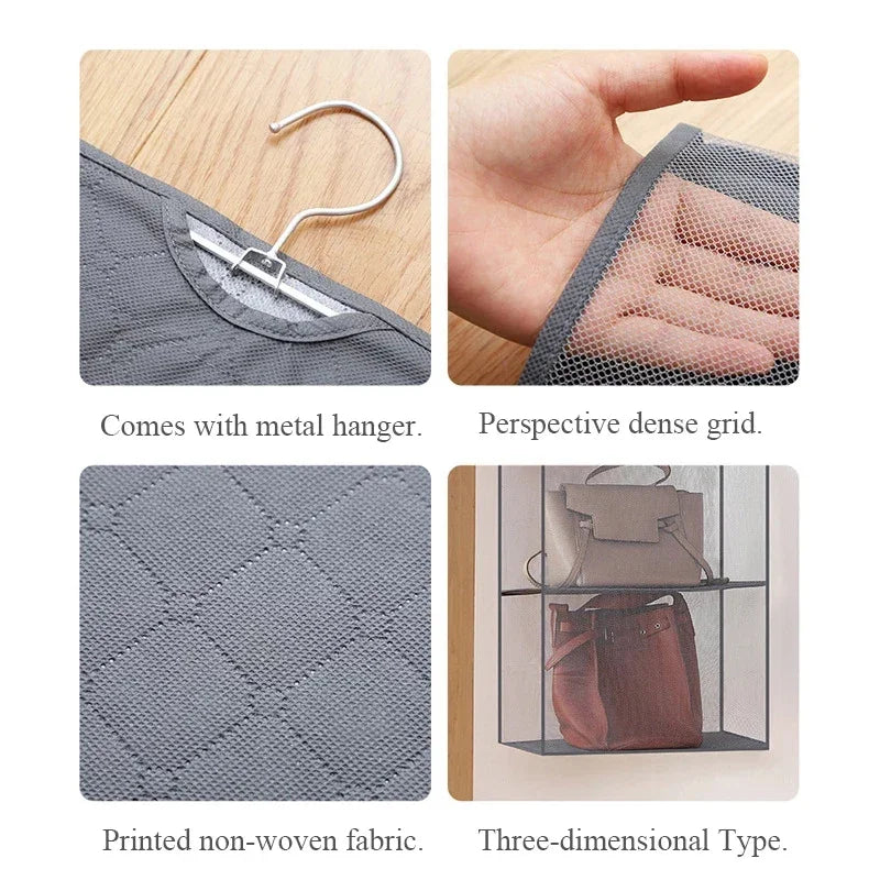Stackable Handbag Storage Case | Multi-Slot Space-Saving Purse Organizer for Wardrobe | Foldable Oxford Fabric Bag with Easy-Access Design