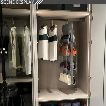 Stackable Handbag Storage Case | Multi-Slot Space-Saving Purse Organizer for Wardrobe | Foldable Oxford Fabric Bag with Easy-Access Design