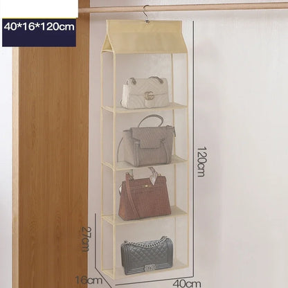 Stackable Handbag Storage Case | Multi-Slot Space-Saving Purse Organizer for Wardrobe | Foldable Oxford Fabric Bag with Easy-Access Design
