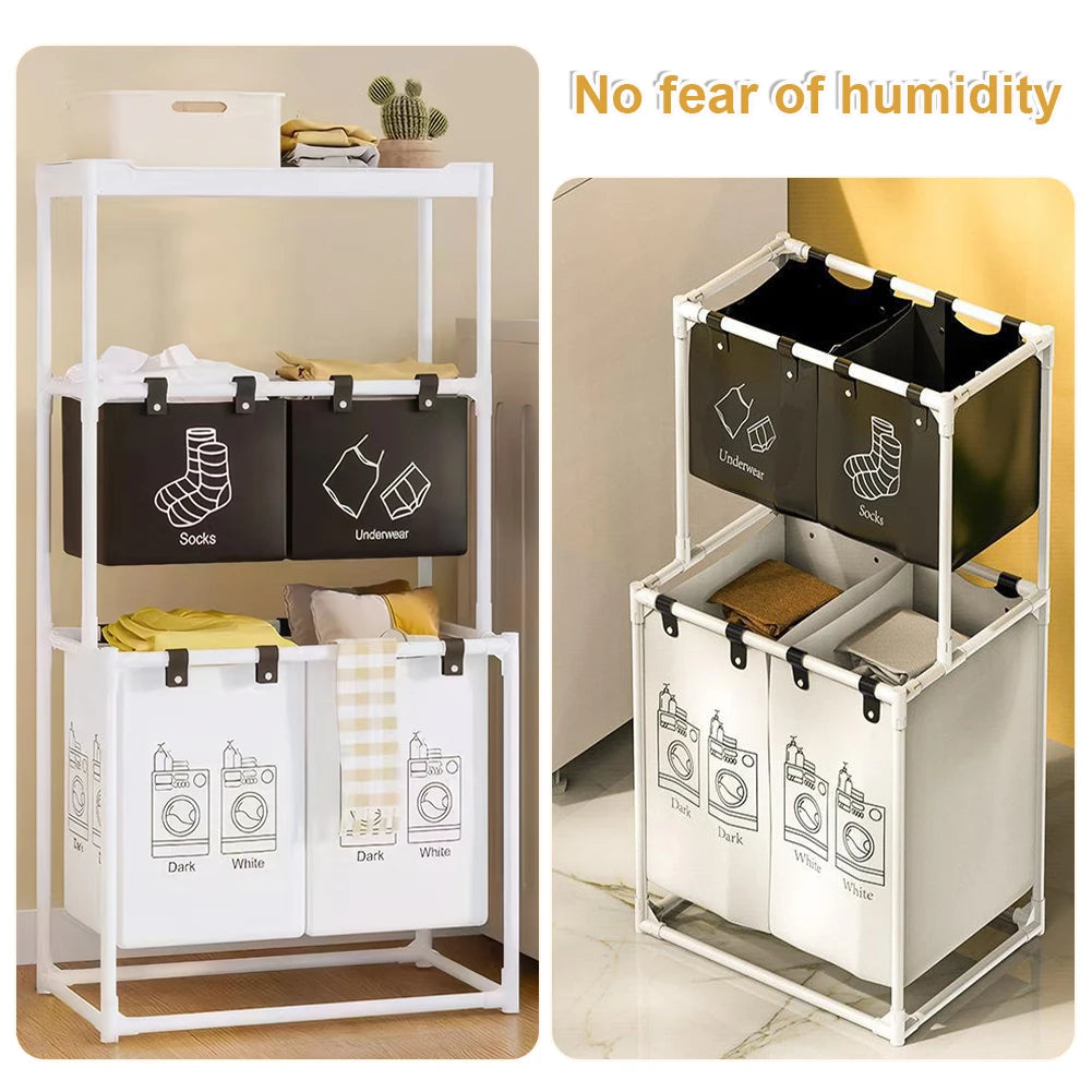 Vertical Multi-Level Laundry Hamper | Space-Saving 2 or 3-Tier Clothes Sorter | Waterproof Storage Basket for Bathroom, Laundry Room & Dorms