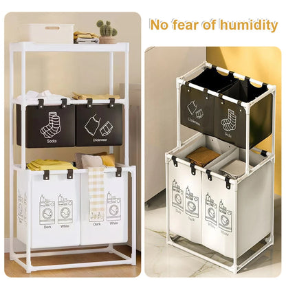 Vertical Multi-Level Laundry Hamper | Space-Saving 2 or 3-Tier Clothes Sorter | Waterproof Storage Basket for Bathroom, Laundry Room & Dorms