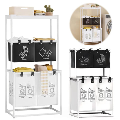 Vertical Multi-Level Laundry Hamper | Space-Saving 2 or 3-Tier Clothes Sorter | Waterproof Storage Basket for Bathroom, Laundry Room & Dorms