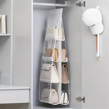 Stackable Handbag Storage Case | Multi-Slot Space-Saving Purse Organizer for Wardrobe | Foldable Oxford Fabric Bag with Easy-Access Design